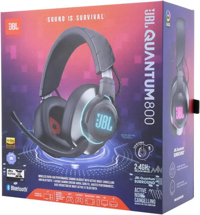 Alt view image 7 of 7 - JBL QUANTUM 800 Circumaural Gaming Headset, 2.4 GHz + Bluetooth, Black