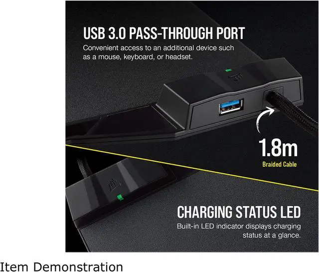 Alt view image 6 of 8 - Corsair Gaming MM1000 Qi Wireless Charging Mouse Pad