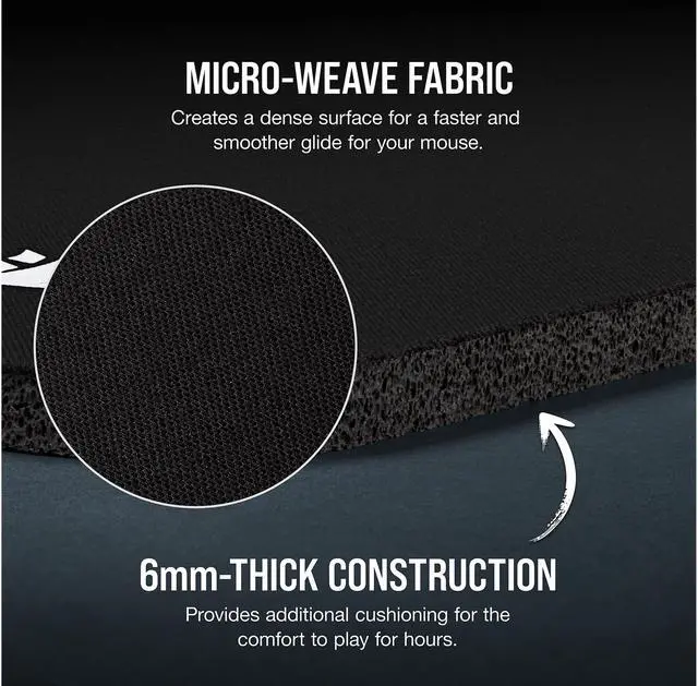 Alt view image 4 of 8 - Corsair MM200 PRO CH-9412660-WW Premium Spill-Proof Cloth Gaming Mouse Pad - Heavy XL, Black