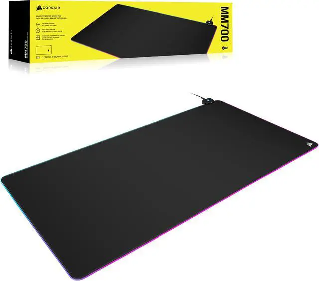 Alt view image 11 of 11 - CORSAIR MM700 RGB Extended 3XL Cloth Gaming Mouse Pad / Desk Mat - Massive 1,220mm x 610mm (48” x 24”)  Cloth Surface - 360° Three-Zone RGB Lighting - Two USB Ports, CH-9417080-WW