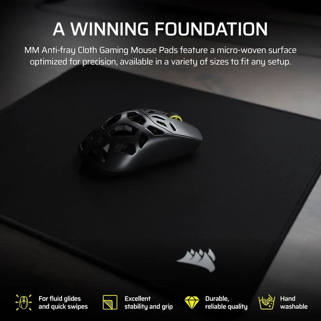 Alt view image 2 of 8 - Corsair MM Anti-Fray Cloth Gaming Mouse Pad, Large (450 x 400mm), Precision Micro-Woven Surface, Non-Slip Natural Rubber Base, Stitched Edges, Black