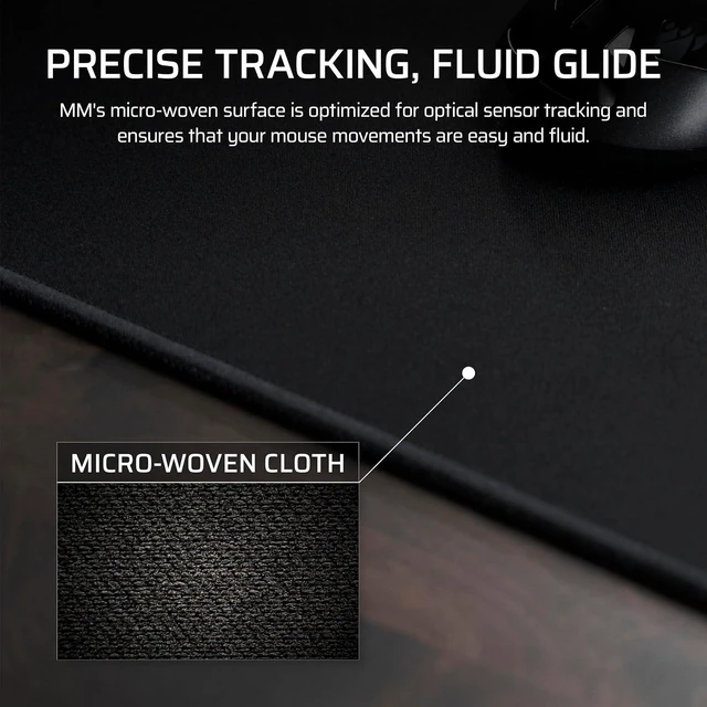 Alt view image 3 of 8 - Corsair MM Anti-Fray Cloth Gaming Mouse Pad, Large (450 x 400mm), Precision Micro-Woven Surface, Non-Slip Natural Rubber Base, Stitched Edges, Black