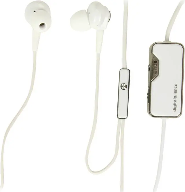 Main image of Digital Silence White Stereo Digital Ambient Noise Cancelling Earphone with Microphone DS-321D
