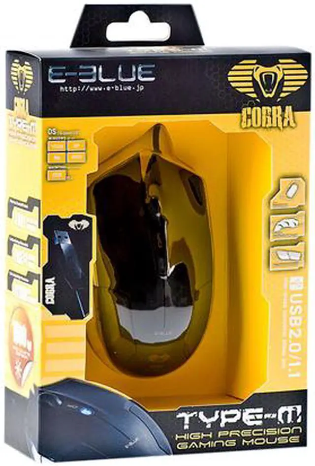 Alt view image 3 of 4 - E-Blue Cobra Type-M EMS131BK Black USB Wired Optical Mouse