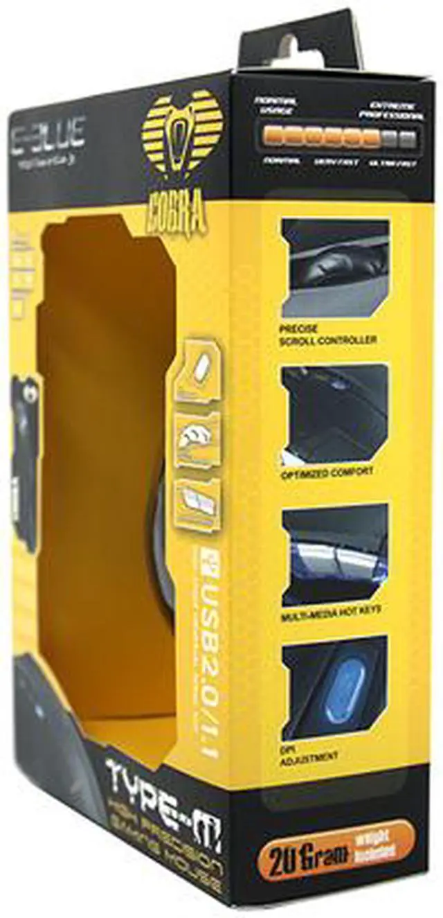 Alt view image 4 of 4 - E-Blue Cobra Type-M EMS131BK Black USB Wired Optical Mouse