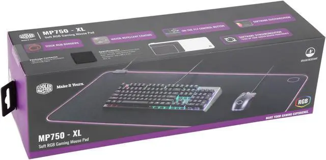 Alt view image 6 of 6 - Cooler Master MasterAccessory MP750 Soft Mouse Pad with Water Resistant Surface and Thick RGB Borders - XL