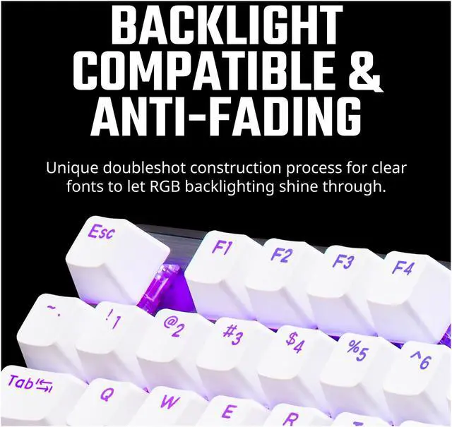 Alt view image 8 of 9 - COOLER MASTER KC-NPDWF1-US PBT Doubleshot Backlit Keycap Upgrade Set White for Mechanical Keyboards