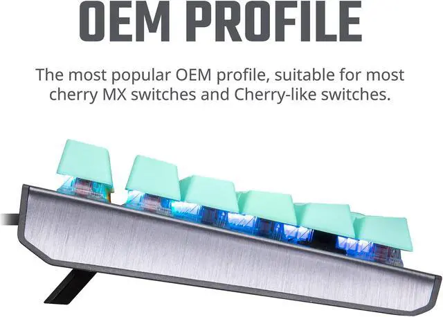 Alt view image 9 of 9 - COOLER MASTER KC-NPDMF1-US PBT Doubleshot Backlit Keycap Upgrade Set Mint Green for Mechanical Keyboards
