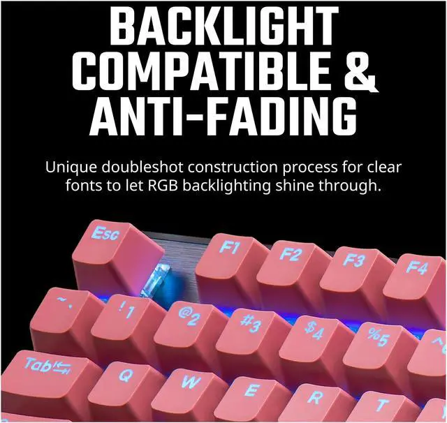 Alt view image 8 of 9 - COOLER MASTER KC-NPDSF1-US PBT Doubleshot Backlit Keycap Upgrade Set Sakura Pink for Mechanical Keyboards