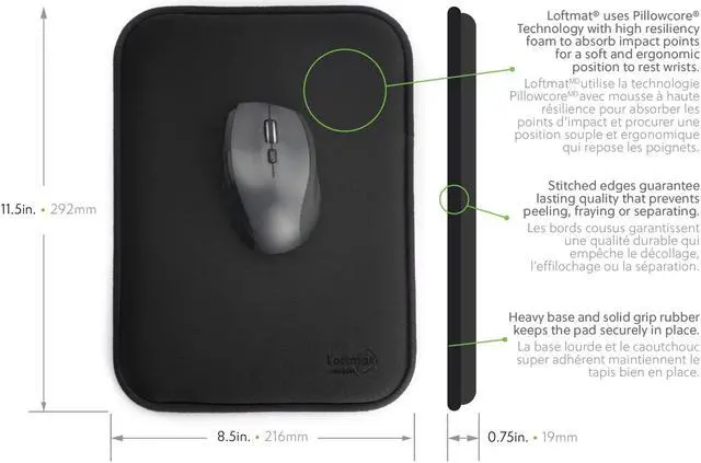 Alt view image 4 of 6 - Allsop Executive Pillowcore Multi-layer Foam Mousepad - Black