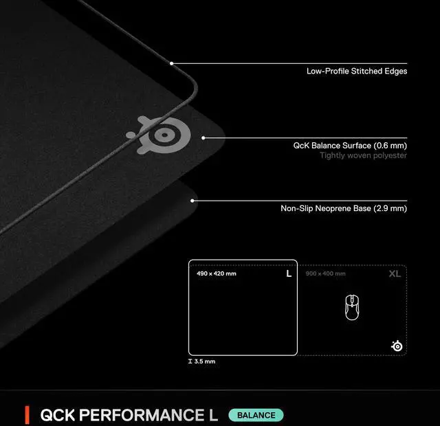 Alt view image 10 of 14 - SteelSeries QcK Performance L - Balance Mouse Mat