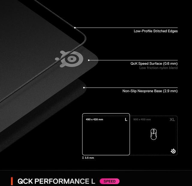 Alt view image 14 of 14 - SteelSeries QcK Performance L - Speed Mouse Mat