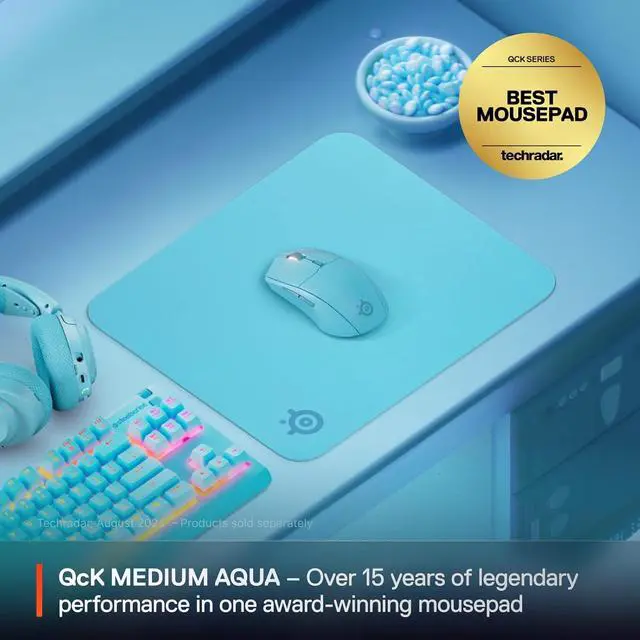 Alt view image 5 of 7 - SteelSeries QcK Cloth Gaming Mouse Pad - Exclusive Micro-Woven Surface, Optimized for Gaming Sensors, Maximum Control - Size M - Aqua