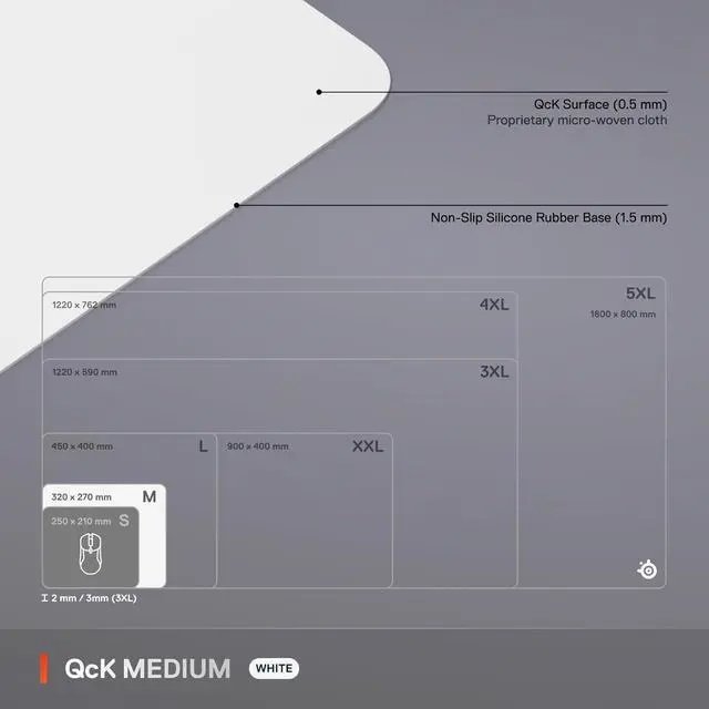 Alt view image 2 of 7 - SteelSeries QcK Cloth Gaming Mouse Pad - Exclusive Micro-Woven Surface, Optimized for Gaming Sensors, Maximum Control - Size M - White