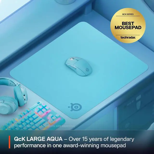 Alt view image 5 of 7 - SteelSeries QcK Cloth Gaming Mouse Pad - Exclusive Micro-Woven Surface, Optimized for Gaming Sensors, Maximum Control - Size L - Aqua