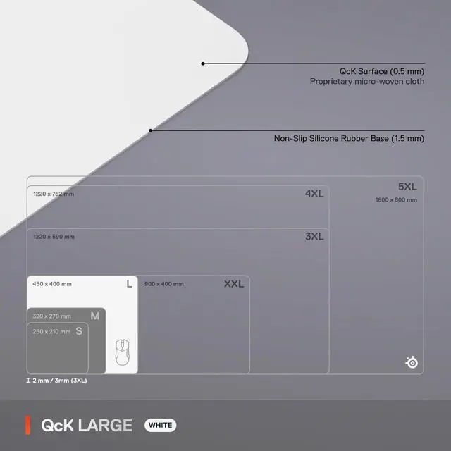 Alt view image 2 of 7 - SteelSeries QcK Cloth Gaming Mouse Pad - Exclusive Micro-Woven Surface, Optimized for Gaming Sensors, Maximum Control - Size L - White
