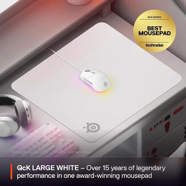 Alt view image 5 of 7 - SteelSeries QcK Cloth Gaming Mouse Pad - Exclusive Micro-Woven Surface, Optimized for Gaming Sensors, Maximum Control - Size L - White