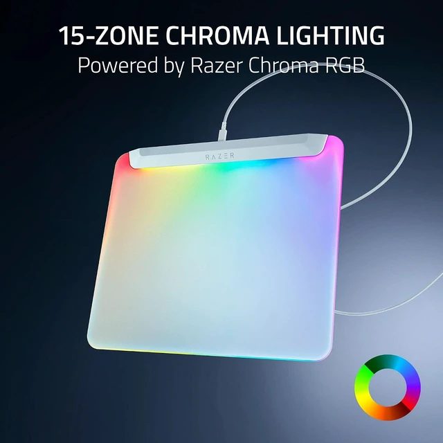 Alt view image 3 of 9 - Razer Firefly V2 Pro Fully Illuminated RGB Gaming Mouse Mat, White,Backlit Design, 15 Zone Chroma Lighting, USB 2.0 Port, Detachable USB Type C Cable, Micro Textured Surface, Anti Slip Base