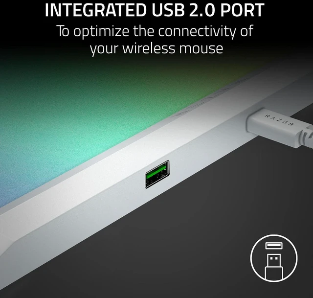 Alt view image 4 of 9 - Razer Firefly V2 Pro Fully Illuminated RGB Gaming Mouse Mat, White,Backlit Design, 15 Zone Chroma Lighting, USB 2.0 Port, Detachable USB Type C Cable, Micro Textured Surface, Anti Slip Base