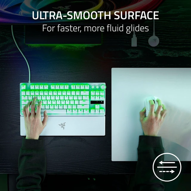 Alt view image 5 of 12 - Razer Atlas Pro, Tempered Glass Gaming Mouse Mat, Ultra-Thin 1.9mm, Dirt and Scratch Resistant, Ultra-Smooth Low-Friction Surface, Optimized for Optical Sensors, Anti-Slip Base, White