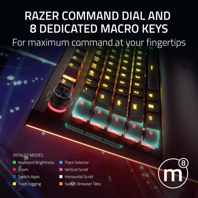 Alt view image 4 of 11 - Razer BlackWidow V4 Pro Wired Mechanical Gaming Keyboard - Green Switches (Tactile & Clicky), Doubleshot ABS Keycaps, Command Dial, Chroma RGB, Magnetic Wrist Rest, Snap Tap - Black