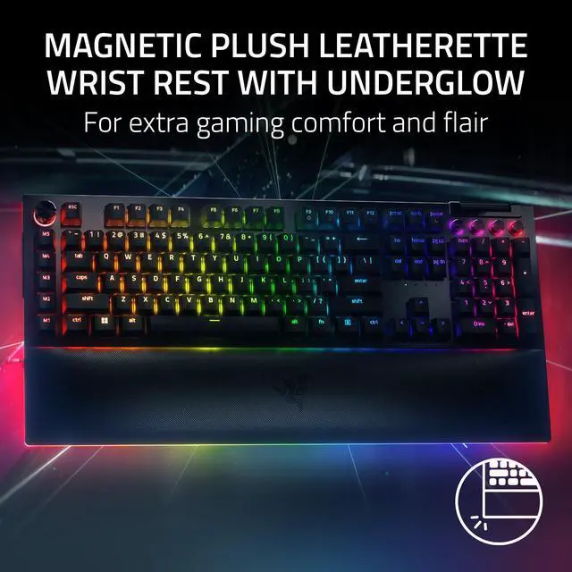 Alt view image 5 of 11 - Razer BlackWidow V4 Pro Wired Mechanical Gaming Keyboard - Green Switches (Tactile & Clicky), Doubleshot ABS Keycaps, Command Dial, Chroma RGB, Magnetic Wrist Rest, Snap Tap - Black