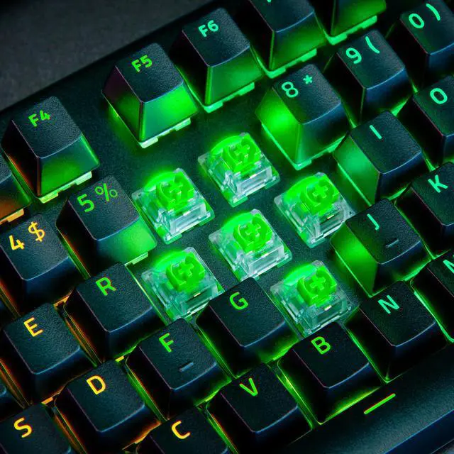 Alt view image 8 of 11 - Razer BlackWidow V4 Pro Wired Mechanical Gaming Keyboard - Green Switches (Tactile & Clicky), Doubleshot ABS Keycaps, Command Dial, Chroma RGB, Magnetic Wrist Rest, Snap Tap - Black