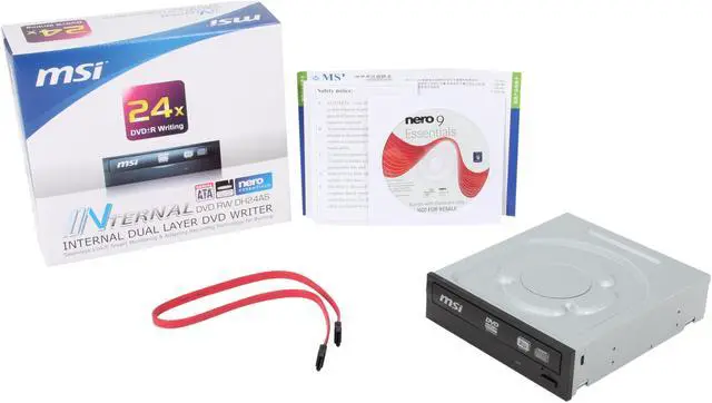 Alt view image 4 of 4 - MSI 24X DVD Burner 24X DVD+R 8X DVD+RW 24X DVD-R 6X DVD-RW 16X DVD-ROM 48X CD-R 32X CD-RW 48X CD-ROM Black SATA Model DH-24AS