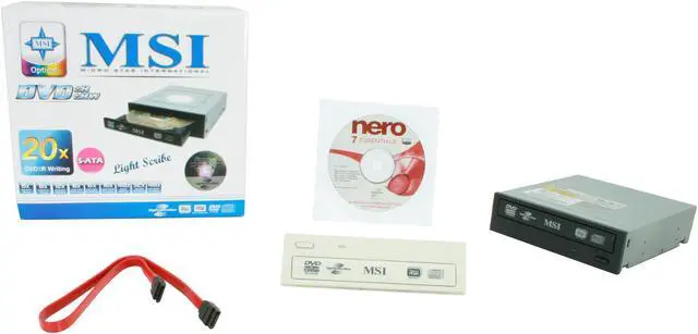 Alt view image 5 of 5 - MSI CD/DVD Burner 20X DVD+R 8X DVD+RW 8X DVD+R DL 20X DVD-R 6X DVD-RW 16X DVD-ROM 48X CD-R 32X CD-RW 48X CD-ROM Black SATA Model DH-20AL LightScribe Support