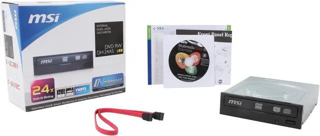 Alt view image 5 of 5 - MSI DVD Burner 24X DVD+R 8X DVD+RW 24X DVD-R 8X DVD-RW 16X DVD-ROM 48X CD-R 32X CD-RW 48X CD-ROM Black SATA Model DH-24AS U88