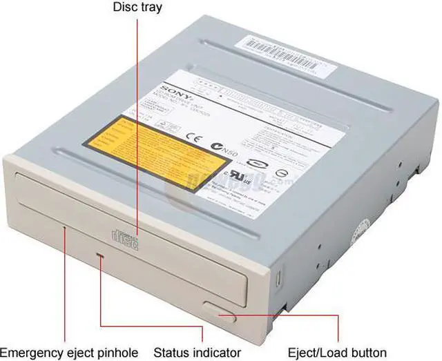 Alt view image 2 of 3 - Sony Optiarc Beige 52X CD-ROM IDE CD-ROM Drive Model CDU5225 - OEM