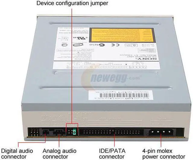 Alt view image 3 of 3 - Sony Optiarc Beige 52X CD-ROM IDE CD-ROM Drive Model CDU5225 - OEM