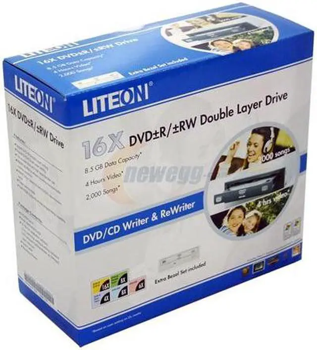 Alt view image 6 of 6 - LITE-ON Black 16X DVD+R 8X DVD+RW 8X DVD+R DL 16X DVD-R 6X DVD-RW 16X DVD-ROM 48X CD-R 24X CD-RW 48X CD-ROM 2M Cache ATAPI/E-IDE DVD Burner with Replaceable White Front Panel
