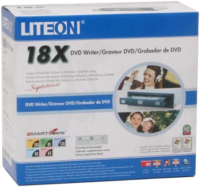 Alt view image 5 of 5 - LITE-ON Black 18X DVD+R 8X DVD+RW 8X DVD+R DL 18X DVD-R 6X DVD-RW 12X DVD-RAM 16X DVD-ROM 48X CD-R 32X CD-RW 48X CD-ROM IDE DVD Burner