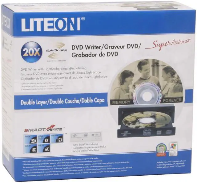 Alt view image 5 of 5 - LITE-ON Black 20X DVD+R 8X DVD+RW 8X DVD+R DL 20X DVD-R 6X DVD-RW 8X DVD-R DL 12X DVD-RAM 16X DVD-ROM 48X CD-R 32X CD-RW 48X CD-ROM IDE Burner with LightScribe Technology