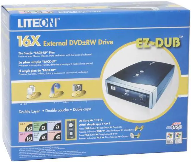 Alt view image 7 of 7 - LITE-ON USB 2.0 External DVD Burner Model SHW-160P6SU EZ DUB