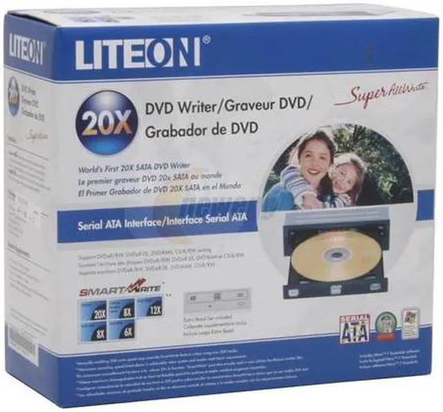 Alt view image 5 of 5 - LITE-ON Black 20X DVD+R 8X DVD+RW 8X DVD+R DL 20X DVD-R 6X DVD-RW 12X DVD-RAM 16X DVD-ROM 48X CD-R 32X CD-RW 48X CD-ROM 2MB Cache SATA DVD Burner