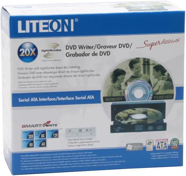 Alt view image 6 of 6 - LITE-ON Black 20X DVD+R 8X DVD+RW 8X DVD+R DL 20X DVD-R 6X DVD-RW 12X DVD-RAM 16X DVD-ROM 48X CD-R 32X CD-RW 48X CD-ROM 2MB Cache SATA DVD Burner with LightScribe