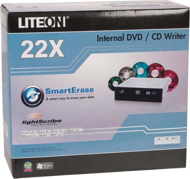 Alt view image 6 of 6 - LITE-ON 22X DVD Burner 22X DVD+R 8X DVD+RW 8X DVD+R DL 22X DVD-R 6X DVD-RW 16X DVD-ROM 48X CD-R 32X CD-RW 48X CD-ROM Black IDE Model iHAP422-08 LightScribe Support
