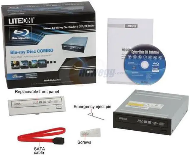 Alt view image 4 of 4 - LITE-ON Black 8X BD-ROM 16X DVD-ROM 48X CD-ROM SATA Internal Blu-ray Disc Combo Model iHES208-08 LightScribe Support