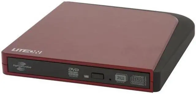 Main image of LITE-ON USB Red&Black External Slim DVD/CD Writer Model Esau208-76 LightScribe Support