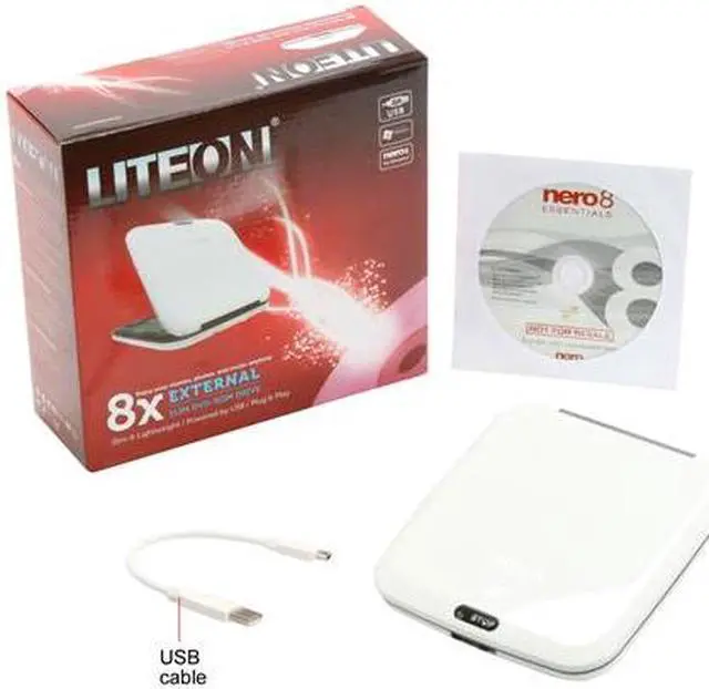 Alt view image 12 of 12 - LITE-ON USB 2.0 8X White Top Load External Slim DVD ROM Model eTDU108-46
