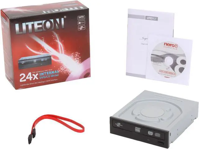 Alt view image 5 of 5 - LITE-ON 24X DVD Writer 24X DVD+R 8X DVD+RW 12X DVD+R DL 24X DVD-R 6X DVD-RW 16X DVD-ROM 48X CD-R 32X CD-RW 48X CD-ROM Black SATA Model iHAS424-98 LightScribe Support