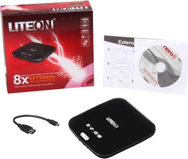 Alt view image 5 of 5 - LITE-ON USB Black 8X External Top Load DVD/CD Burner Model eTAU208-96 LightScribe Support
