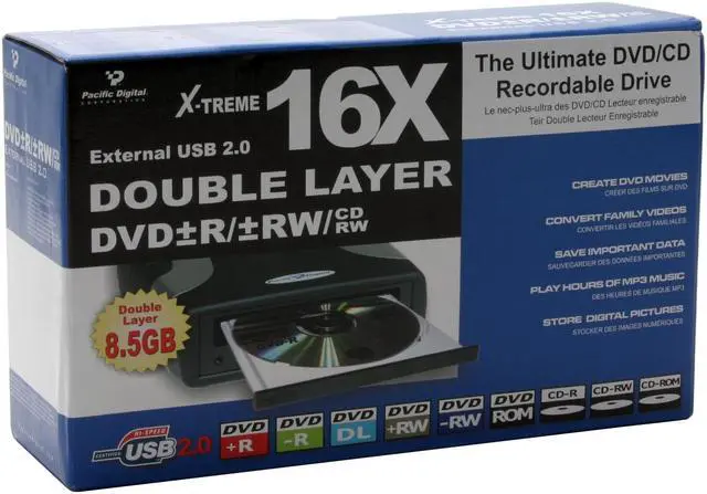 Alt view image 4 of 4 - Pacific Digital USB 2.0 External DVD Burner Model U-30274