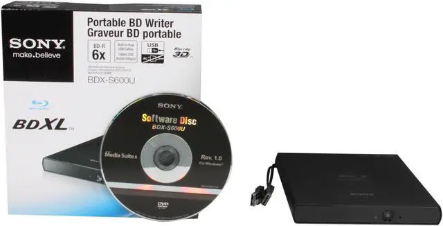 Alt view image 6 of 6 - Sony Optiarc USB 2.0 6X Slim External BD RW Drive Model BDX-S600U