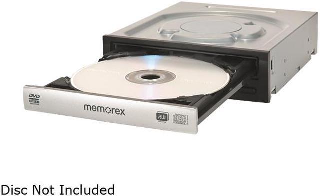 Alt view image 2 of 2 - Memorex DVD Burner 24X DVD+R 8X DVD+RW 24X DVD-R 6X DVD-RW 16X DVD-ROM 48X CD-R 32X CD-RW 48X CD-ROM Black / Silver SATA Model MRX-550L