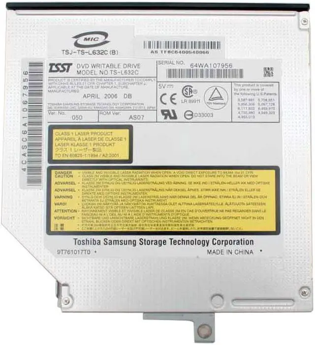 Alt view image 3 of 4 - TSST(Toshiba Samsung Storage Technology) 8X DVD+R 8X DVD+RW 6X DVD+R DL 8X DVD-R 6X DVD-RW 8X DVD-ROM 24X CD-R 24X CD-RW 24X CD-ROM 2M Cache IDE Slim DVD Burner for Asus S96J - OEM