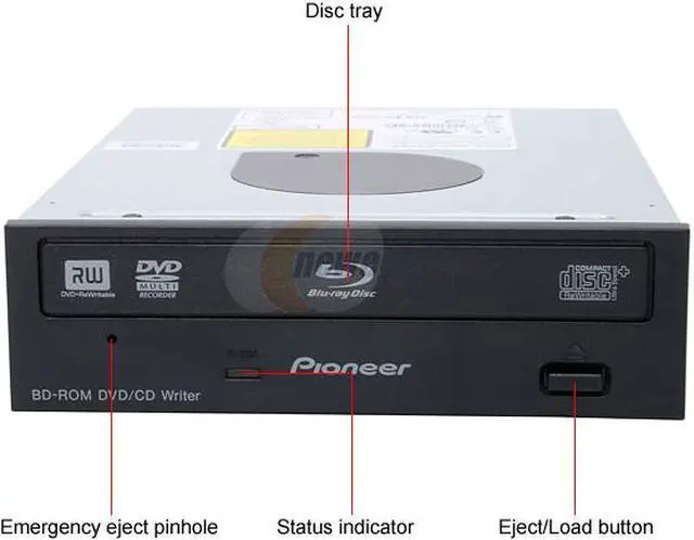 Alt view image 2 of 5 - Pioneer Black 5X BD-ROM 12X DVD-ROM 32X CD-ROM SATA Internal Blu-Ray Reader and 12X DVD±R DVD Burner Model BDC-2202B