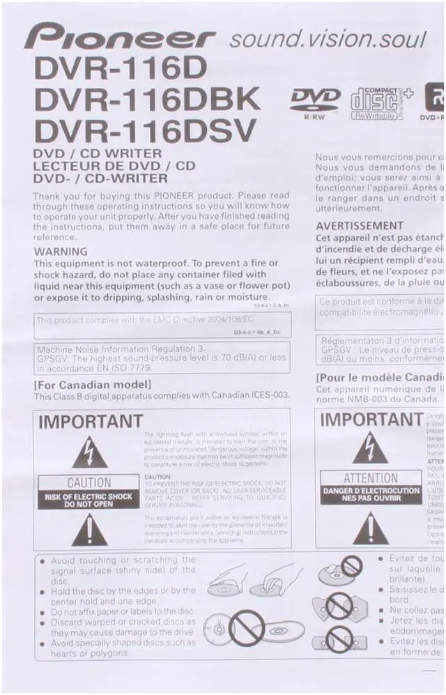 Alt view image 4 of 4 - Pioneer 20X DVD±R DVD Burner 20X DVD+R 8X DVD+RW 12X DVD+R DL 20X DVD-R 6X DVD-RW 16X DVD-ROM 40X CD-R 32X CD-RW 40X CD-ROM Black IDE Model DVR-116DBK - OEM